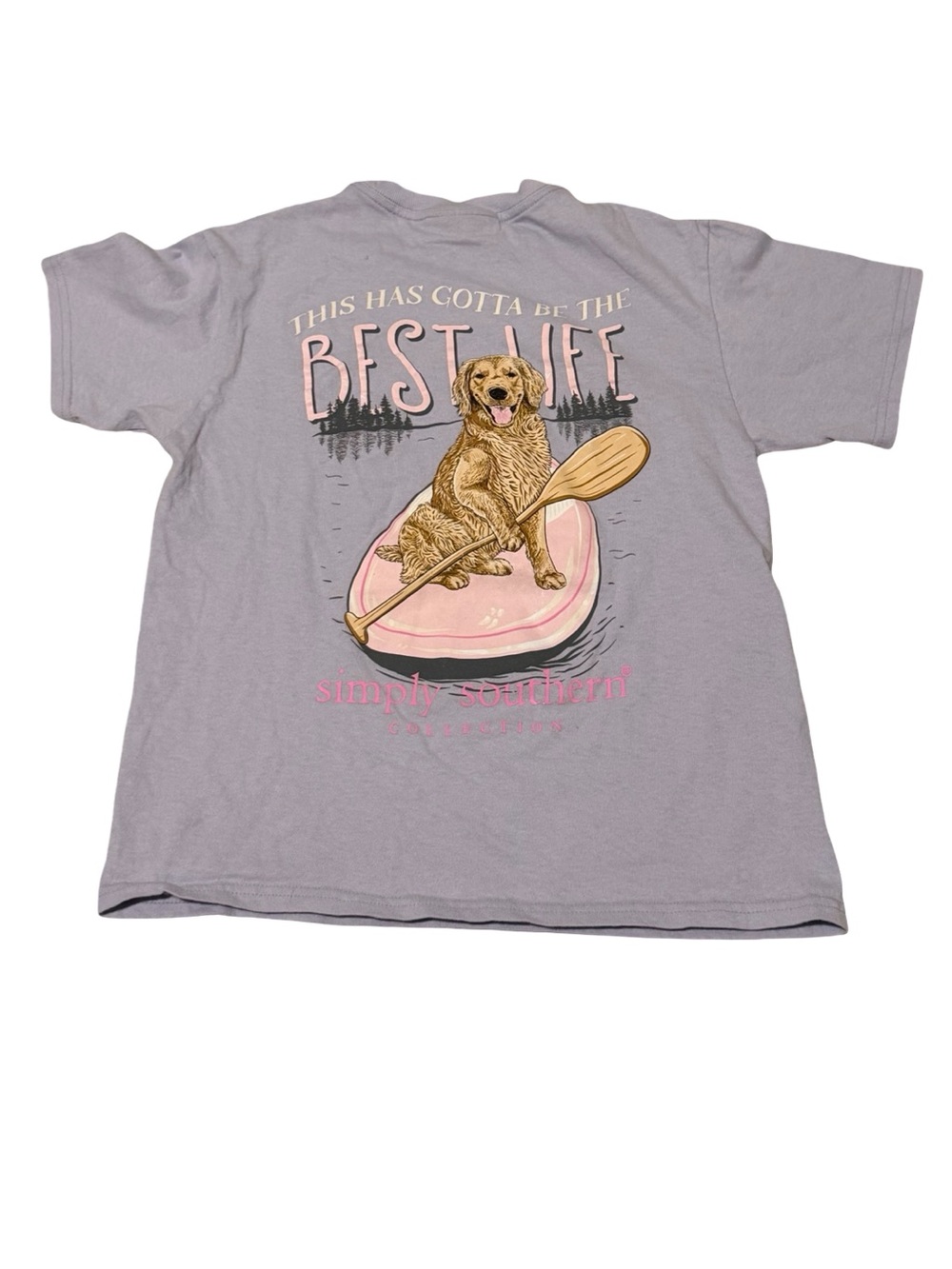 Simply Southern Youth Gray Best Life Golden Retriever Graphic Tee YS